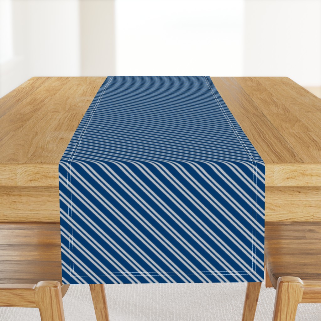 Diagonal Double Stripes in Blue and Grey