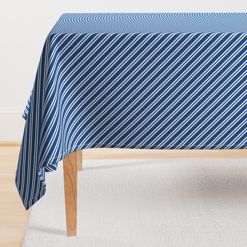 Diagonal Double Stripes in Blue and Grey