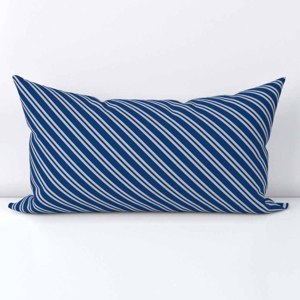 Diagonal Double Stripes in Blue and Grey