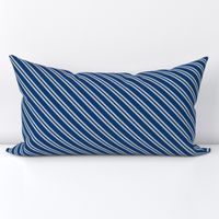 Diagonal Double Stripes in Blue and Grey