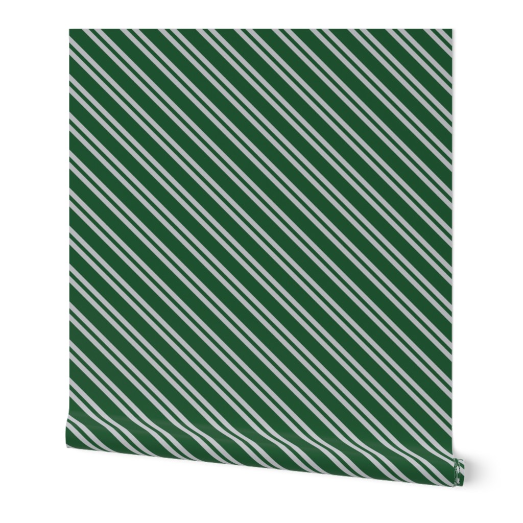 Diagonal Double Stripes in Green and Grey