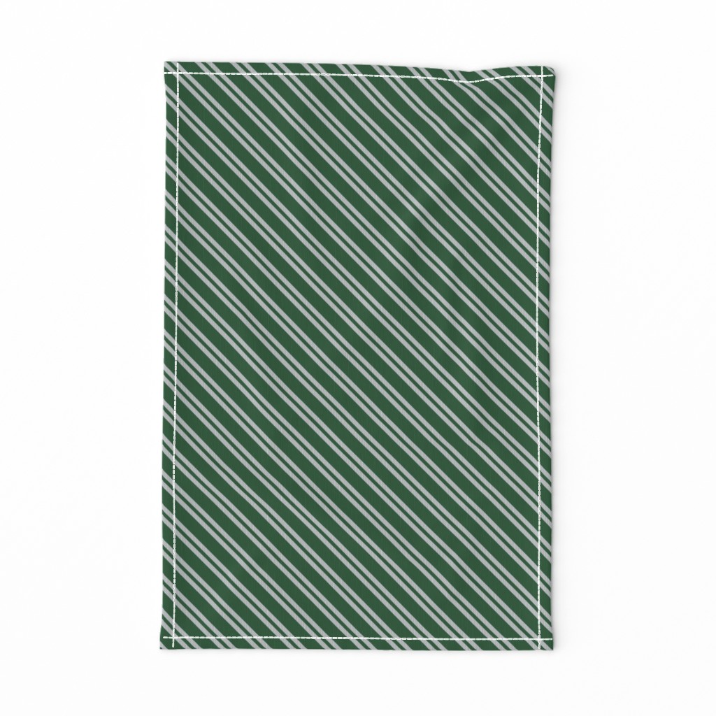 Diagonal Double Stripes in Green and Grey