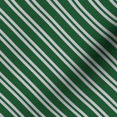 Diagonal Double Stripes in Green and Grey