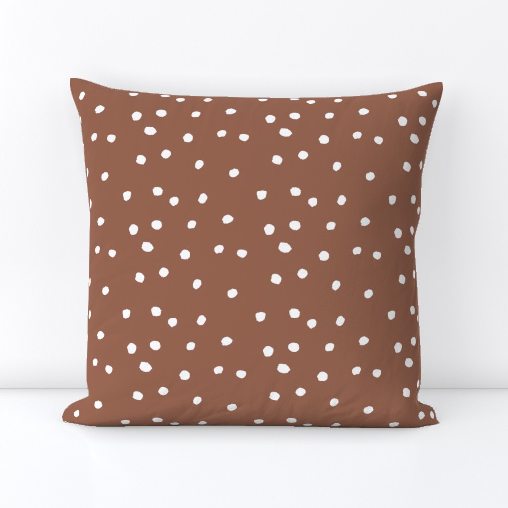 COTTON BALL DOTS Brown and White 