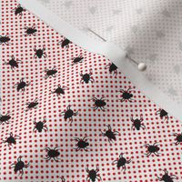 Ticks on red dots