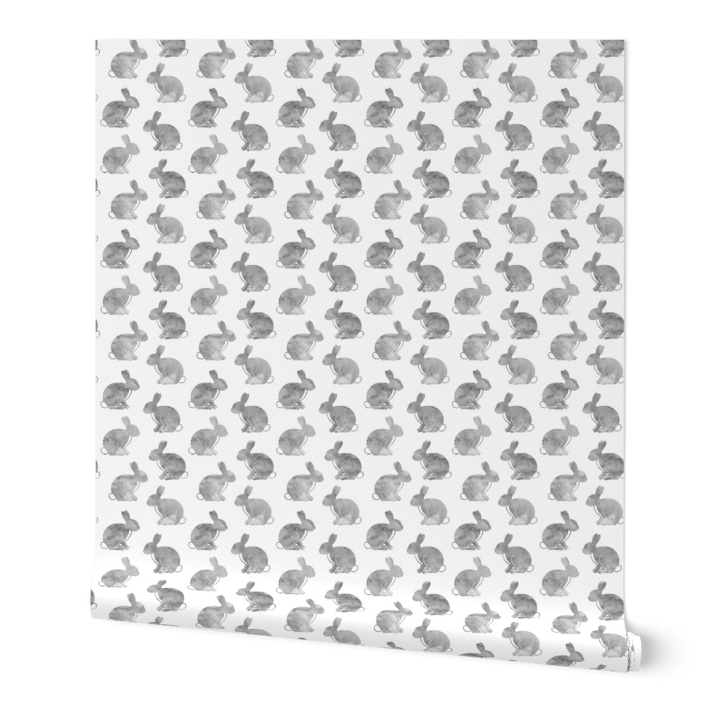 watercolor bunnies || easter fabric - grey