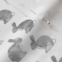 watercolor bunnies || easter fabric - grey