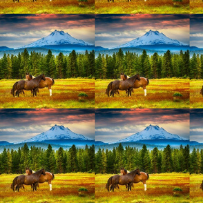 Horse herd and Mt Jefferson