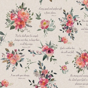 Scripture for Her Floral on tan linen