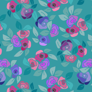 Melting roses-pink ice cream on teal