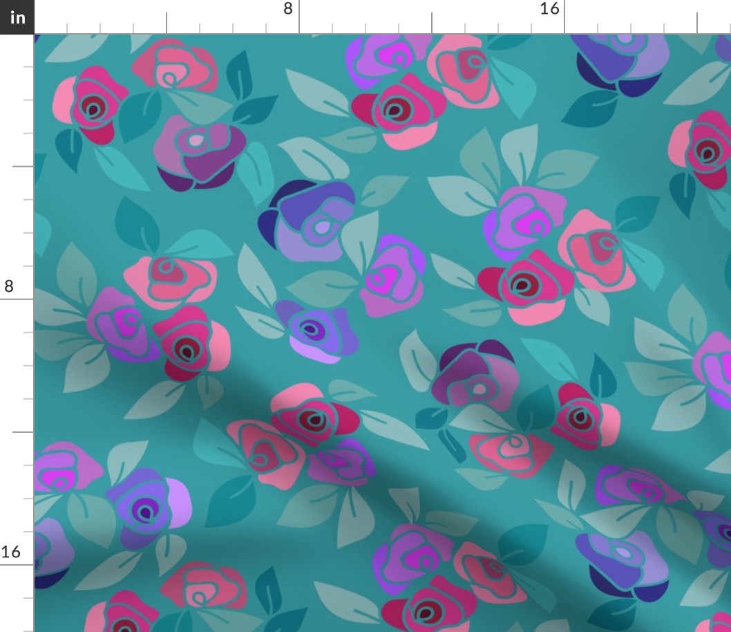 Melting roses-pink ice cream on teal
