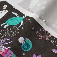 Mermaid Lullaby SMALL (Candy on black linen)