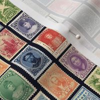 Hawaiian postage stamps, life sized on black