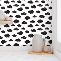 Black clouds black and white abstract geometric gender neutrals prints for kids Small