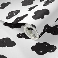 Black clouds black and white abstract geometric gender neutrals prints for kids Small