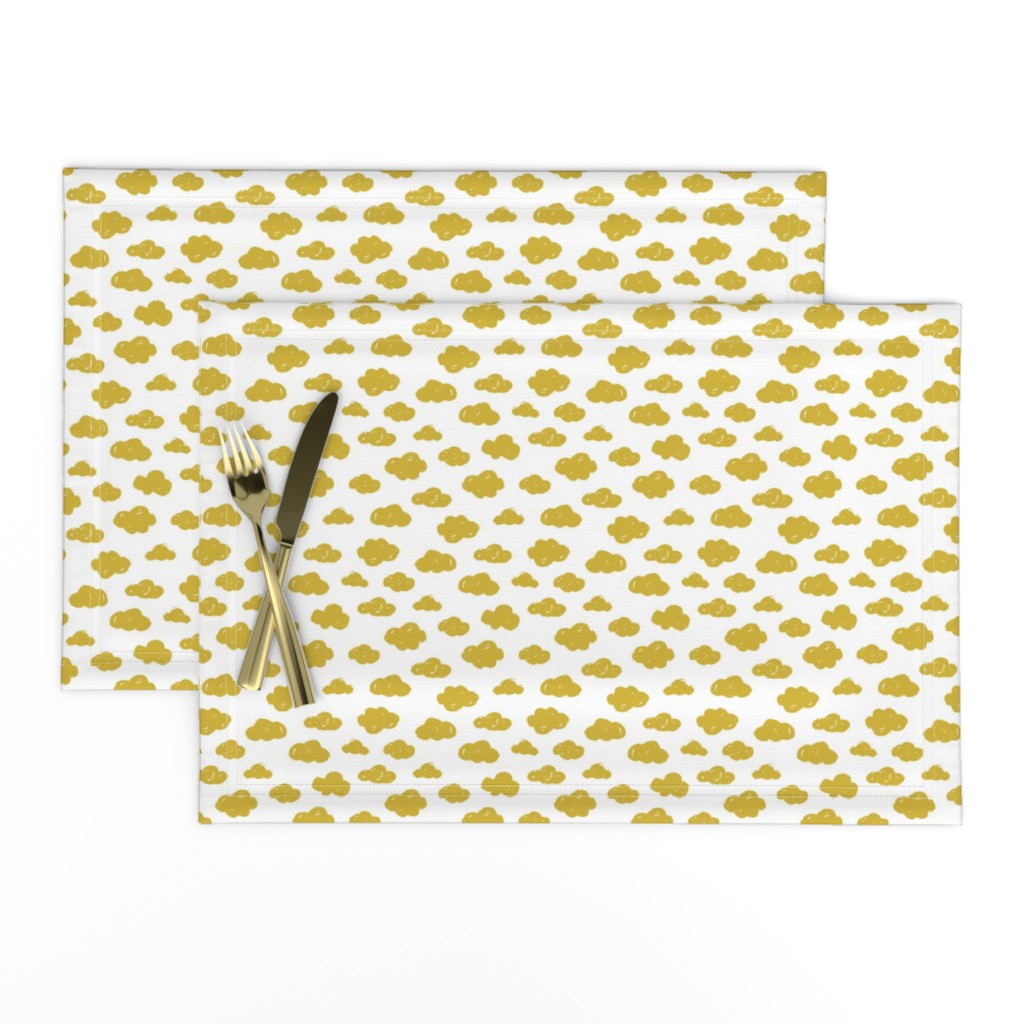 Yellow clouds monochrome and white abstract geometric gender neutrals prints for kids Small