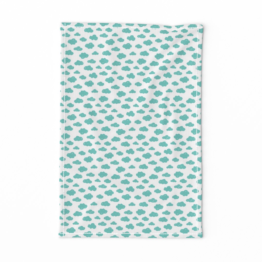 Bright blue clouds monochrome and white abstract geometric gender neutrals prints for kids Small