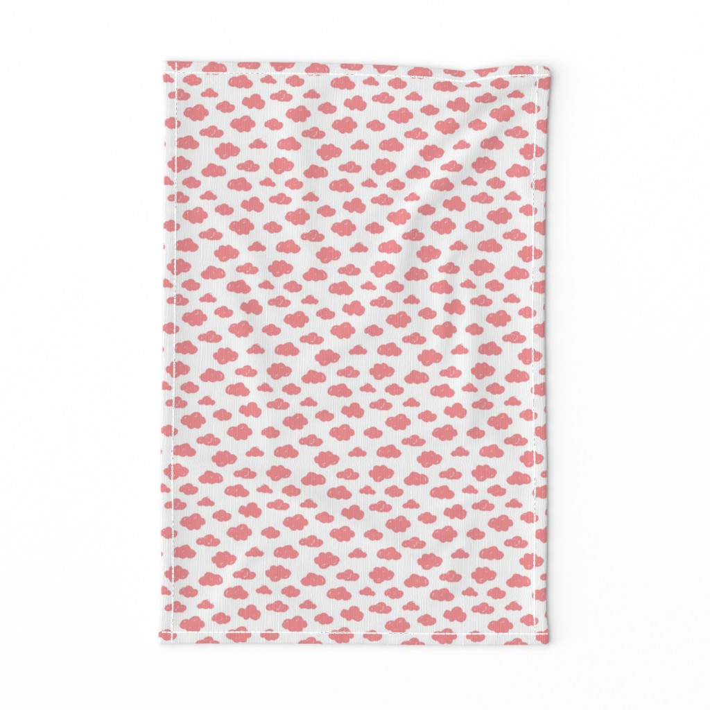 Pink clouds monochrome and white abstract geometric gender neutrals prints for kids Small