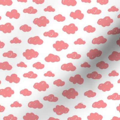 Pink clouds monochrome and white abstract geometric gender neutrals prints for kids Small