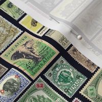 Elephant postage stamps - life sized on black