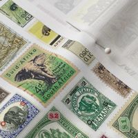 Elephant postage stamps - life sized on white