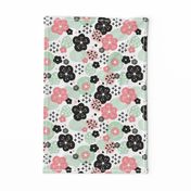 Japan cherry blossom flowers for print pink mint