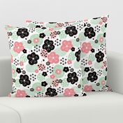 Japan cherry blossom flowers for print pink mint