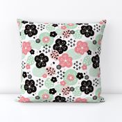 Japan cherry blossom flowers for print pink mint