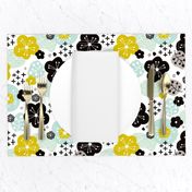 Japan cherry blossom flowers for print yellow mint