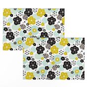 Japan cherry blossom flowers for print yellow mint