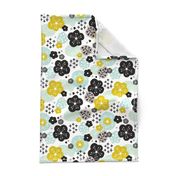 Japan cherry blossom flowers for print yellow mint