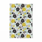 Japan cherry blossom flowers for print yellow mint