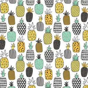 Pineapple Geometric on White Smaller