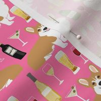 corgi_winecorgis and wine fabric champagne bubbly celebrate fabric corgi design - pink