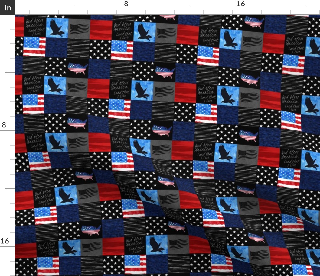 Small God Bless America - patriotic patchwork quilt
