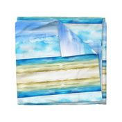 Watercolor Beach Ocean Summer Sky