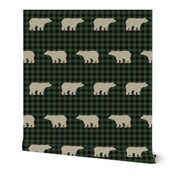 buffalo plaid bears tan and green hunter green outdoors green khaki