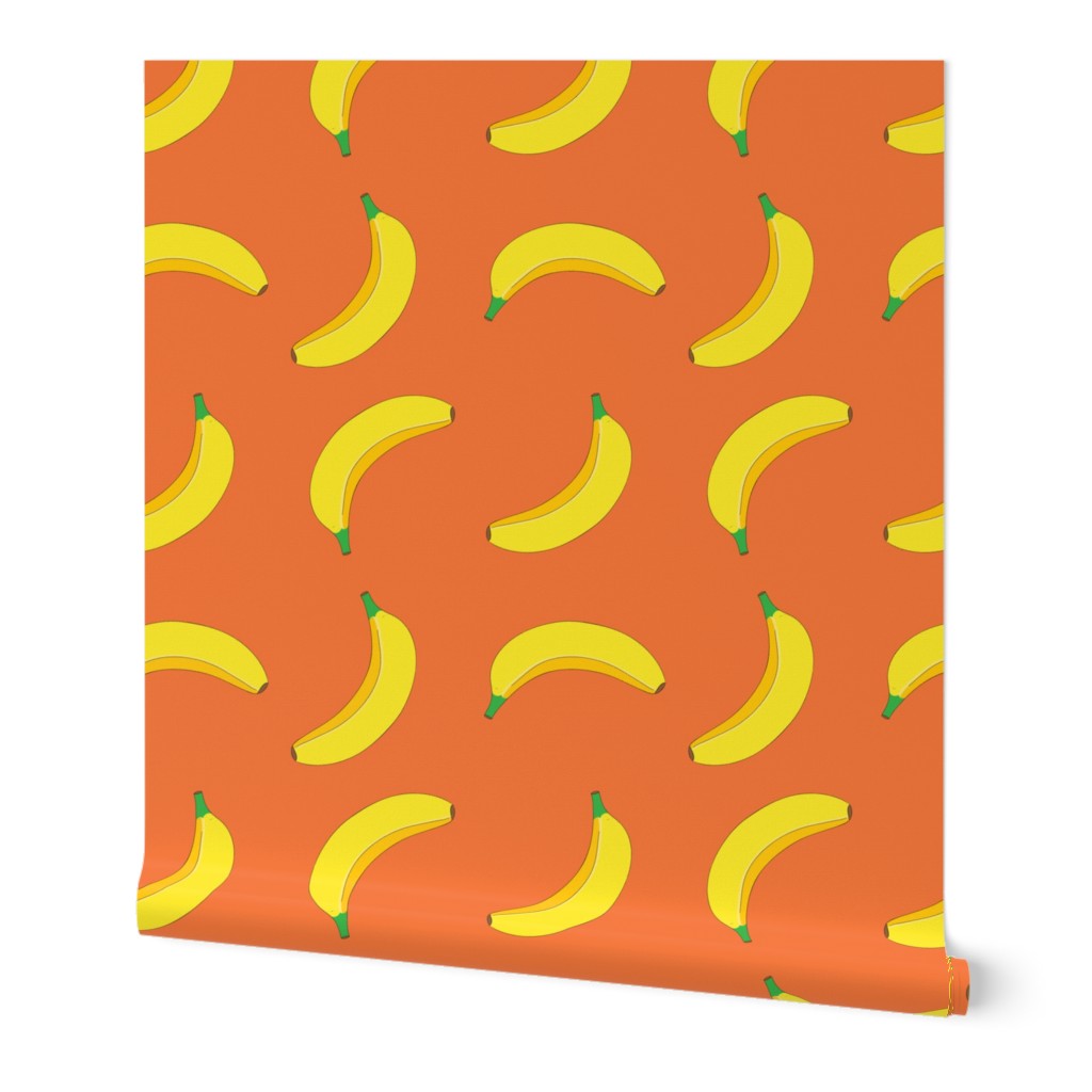 Bannana Cute Fruit Funny on Orange Background