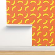 Bannana Cute Fruit Funny on Orange Background