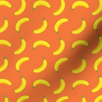 Bannana Cute Fruit Funny on Orange Background