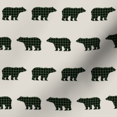 bear plaid buffalo plaid bear fabric tan and hunter green