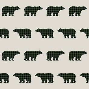 bear plaid buffalo plaid bear fabric tan and hunter green