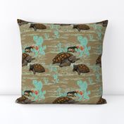 Desert Tortoise in brown and Aqua by Salzanos