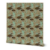 Desert Tortoise in brown and Aqua by Salzanos