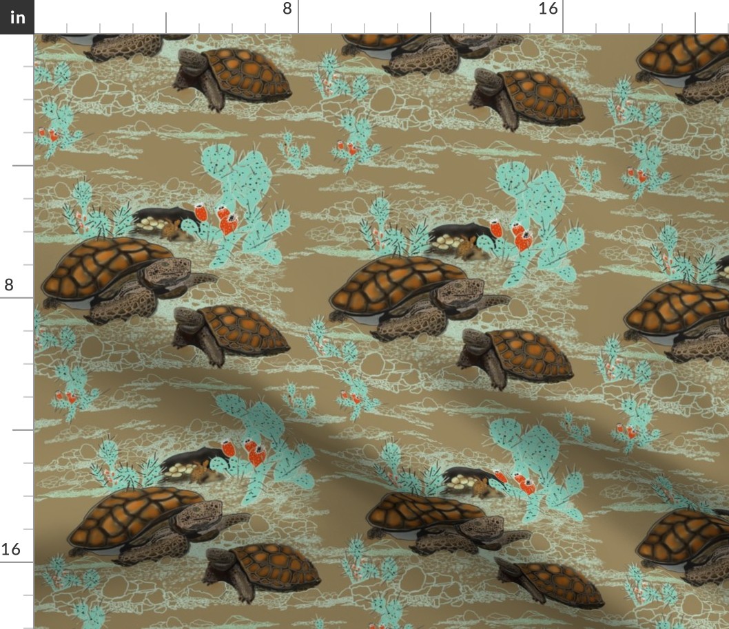 Desert Tortoise in brown and Aqua by Salzanos