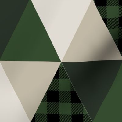 triangle quilt fabric hunter green and tan fabric 