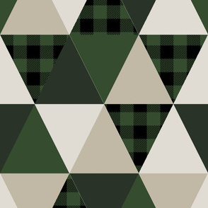 triangle quilt fabric hunter green and tan fabric 