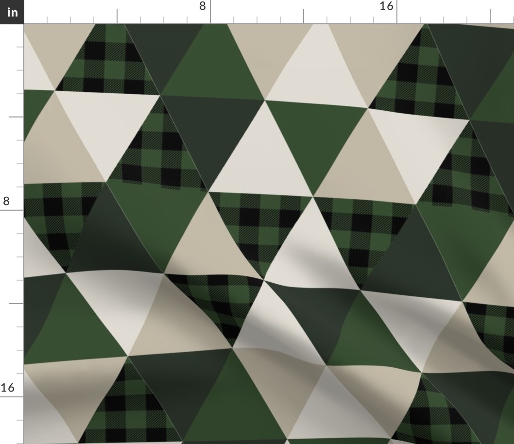 triangle quilt fabric hunter green and tan fabric 