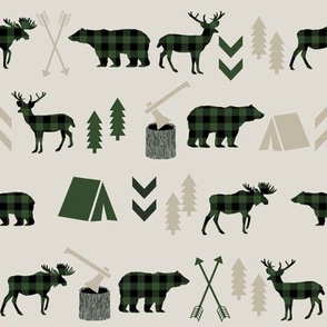 buffalo plaid fabric moose camping bear fabric