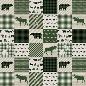 3" moose quilt cheater quilt hunter green and tan moose camping arrows